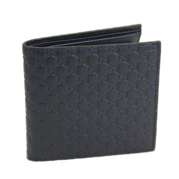 Gucci Micro Guccissima Leather Wallet Navy Blue - Picture 1 of 4